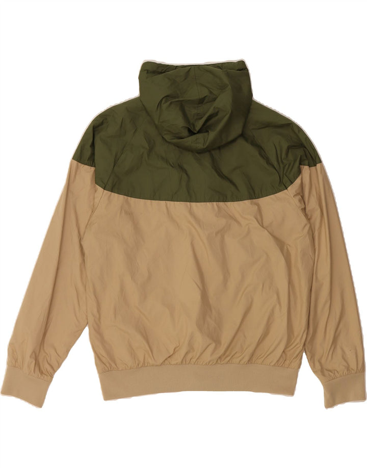 NIKE Mens Hooded Rain Jacket UK 38 Medium Green Colourblock Polyester Vintage Nike and Second-Hand Nike from Messina Hembry 
