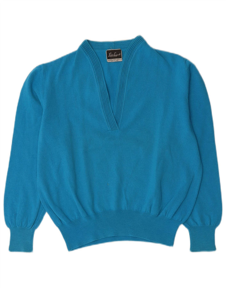 Luisa Spagnoli Pull col en V pour femme UK 12 Bleu moyen Laine