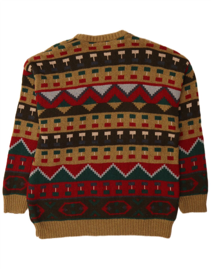 Bluster Pull à col rond pour homme IT 52 en laine géométrique marron