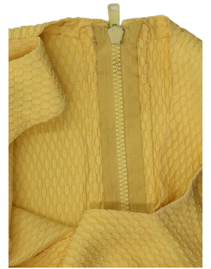 VINTAGE Femmes Sans Manches Crop Top UK 10 Petit Jaune