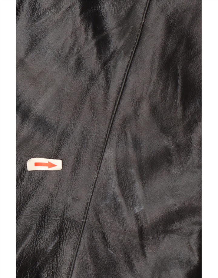 veste en cuir femme vintage IT 48 XL Black Colourblock