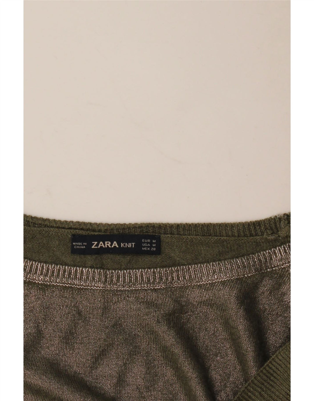 Zara Pull col bateau pour femme UK 14 Kaki moyen
