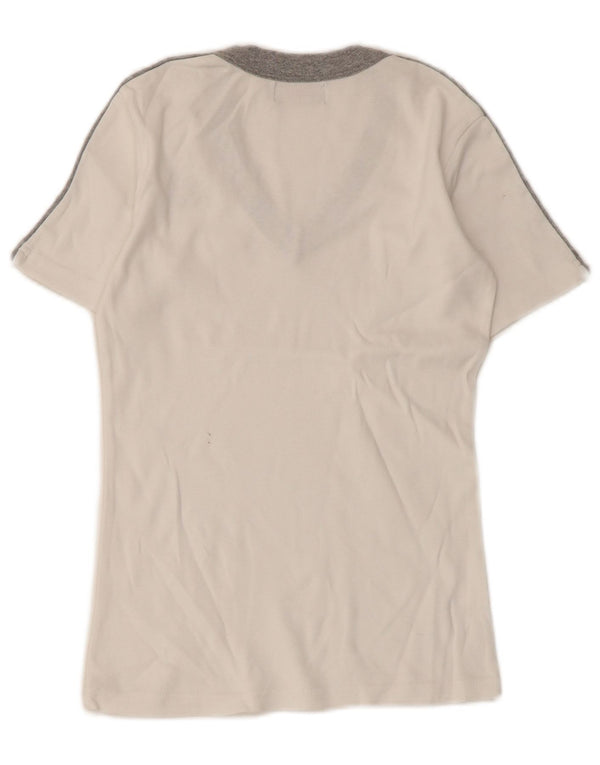 Kappa T-Shirt Femme Top UK 8 Small Blanc Colourblock