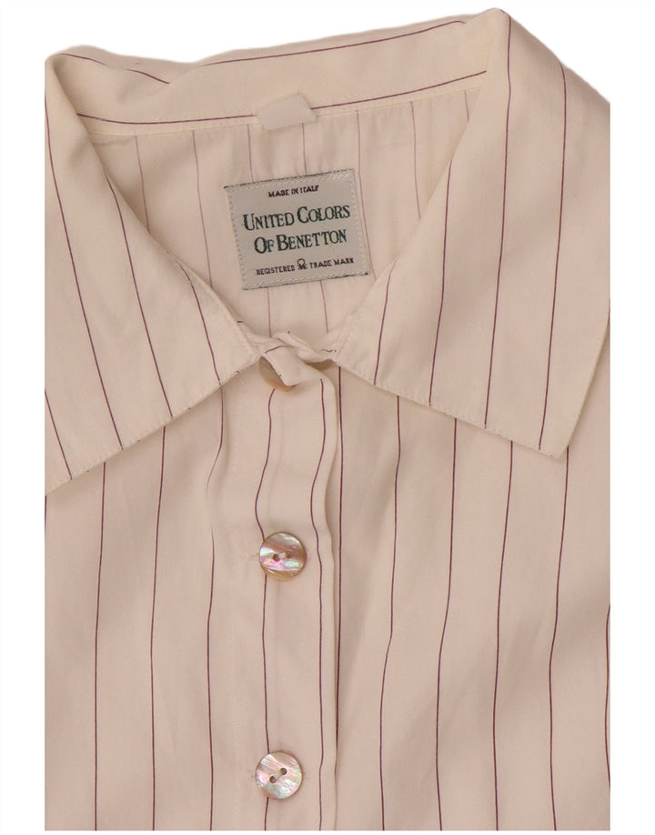 Benetton Chemise Femme UK 16 Large Blanc Rayé