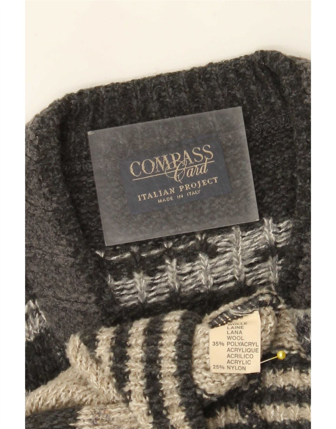 COMPASS CARD Pull col V pour homme IT 52 Large Gris Géométrique