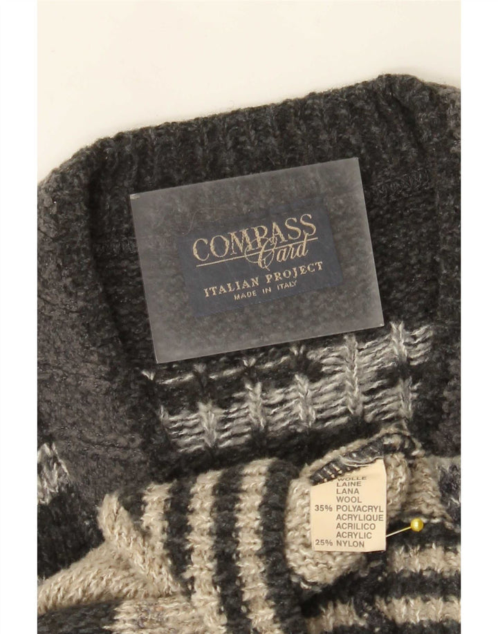 COMPASS CARD Pull col V pour homme IT 52 Large Gris Géométrique