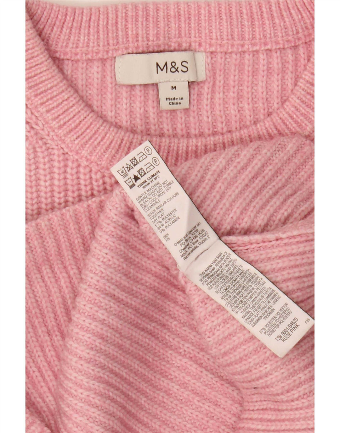 Marks & Spencer Pull col bateau pour femme UK 14 Rose moyen Polyester