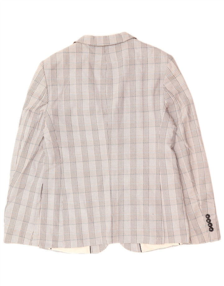 ZARA Veste blazer à 2 boutons pour homme EU 48 Gris moyen pied-de-poule Polyester