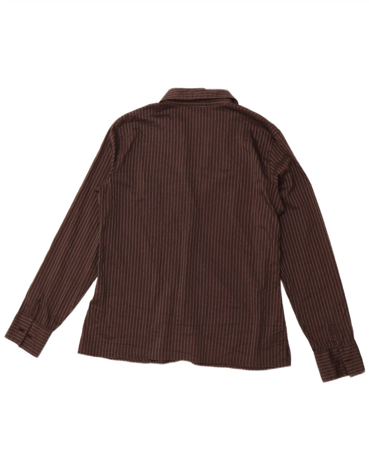 TRUSSARDI JEANS Chemise habillée pour femme UK 46 Grand coton rayé marron
