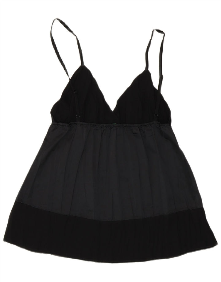 Benetton Femmes Cami Top UK 12 Moyen Noir