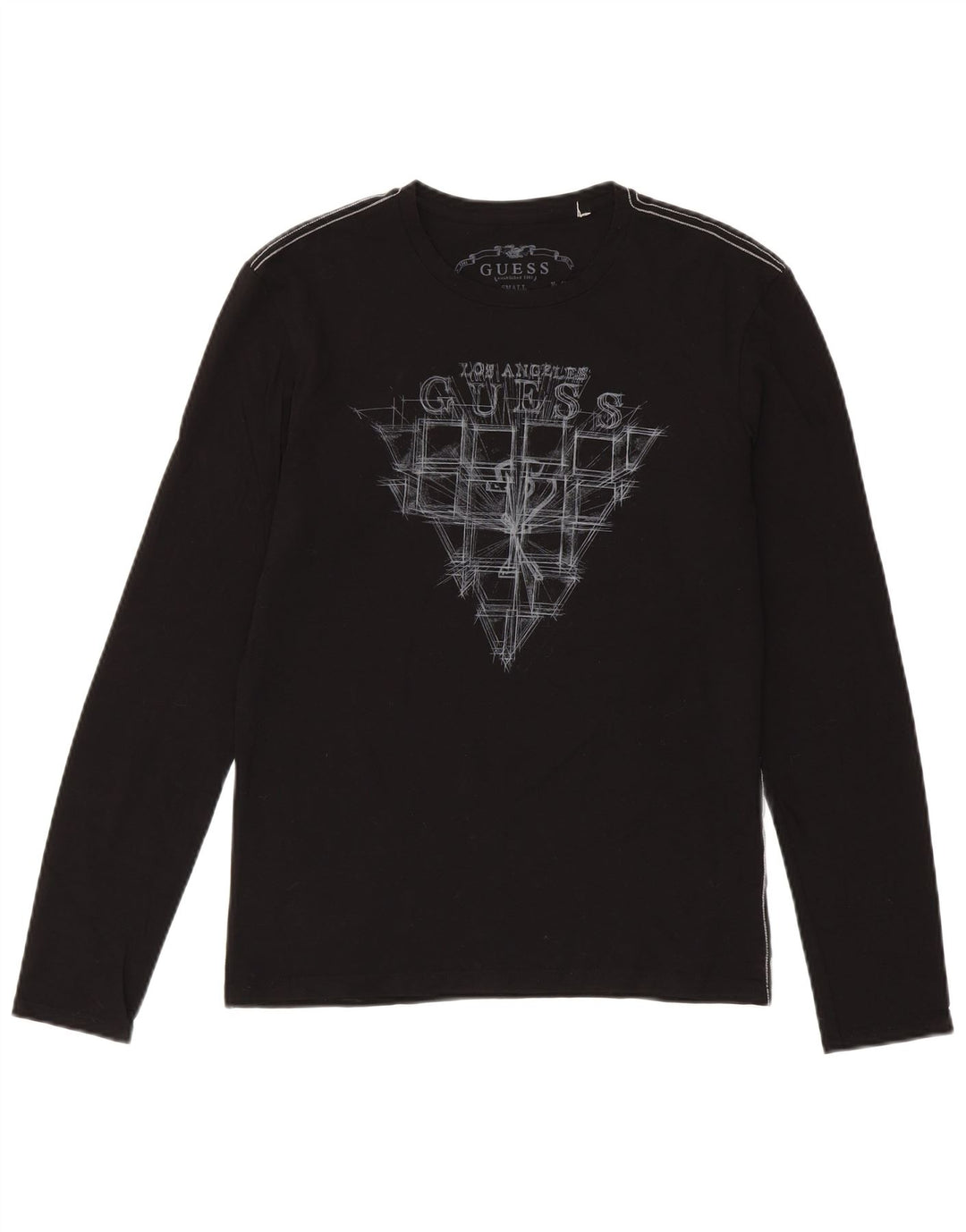 Guess Haut graphique à manches longues pour hommes, petit coton noir