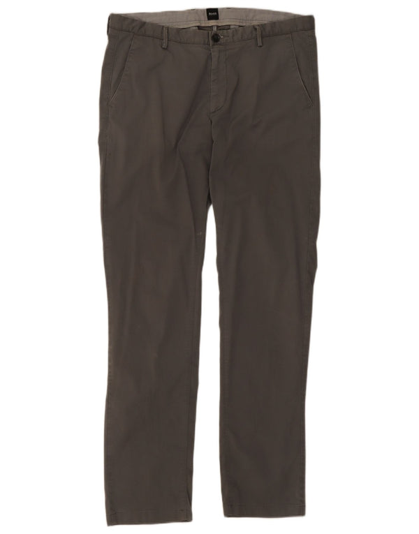 Hugo Boss Pantalon chino slim pour homme EU48 Medium W32 L30 Gris Coton