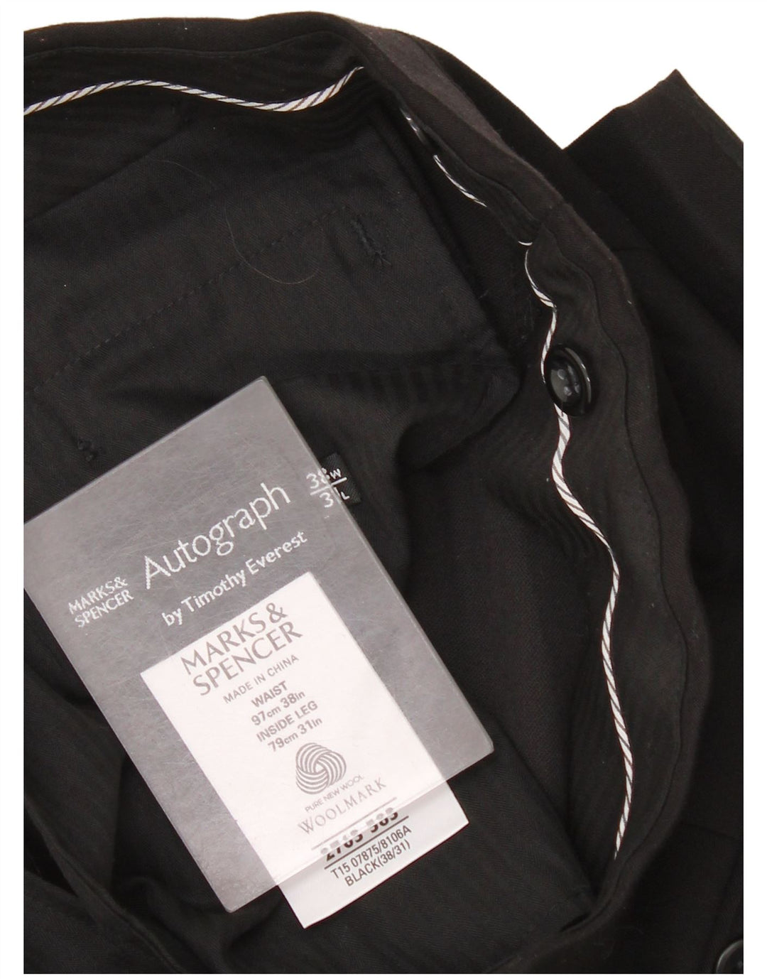 Marks & Spencer Pantalon de costume droit autographe pour homme W38 L31 Noir classique
