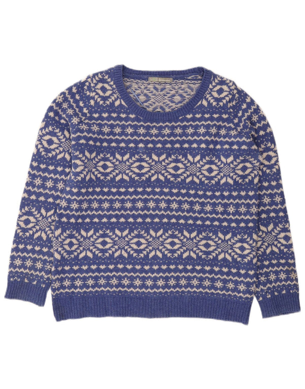 Marks & Spencer Pull col bateau pour femme UK 14 Large Bleu Fair Isle