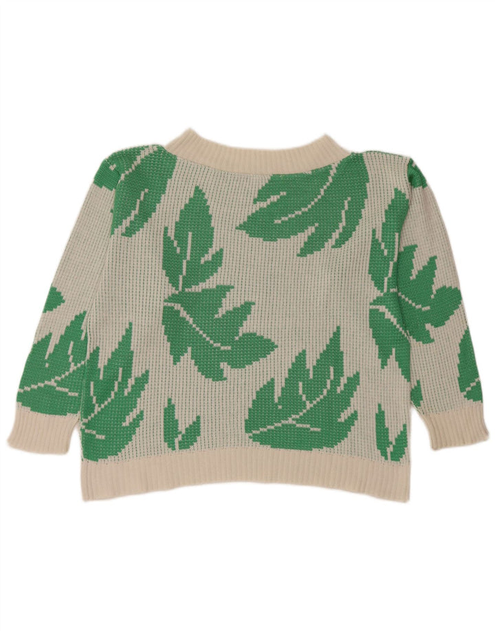 vintage Womens Crop Boat Neck Jumper Sweater UK 10 Petit Acrylique Blanc