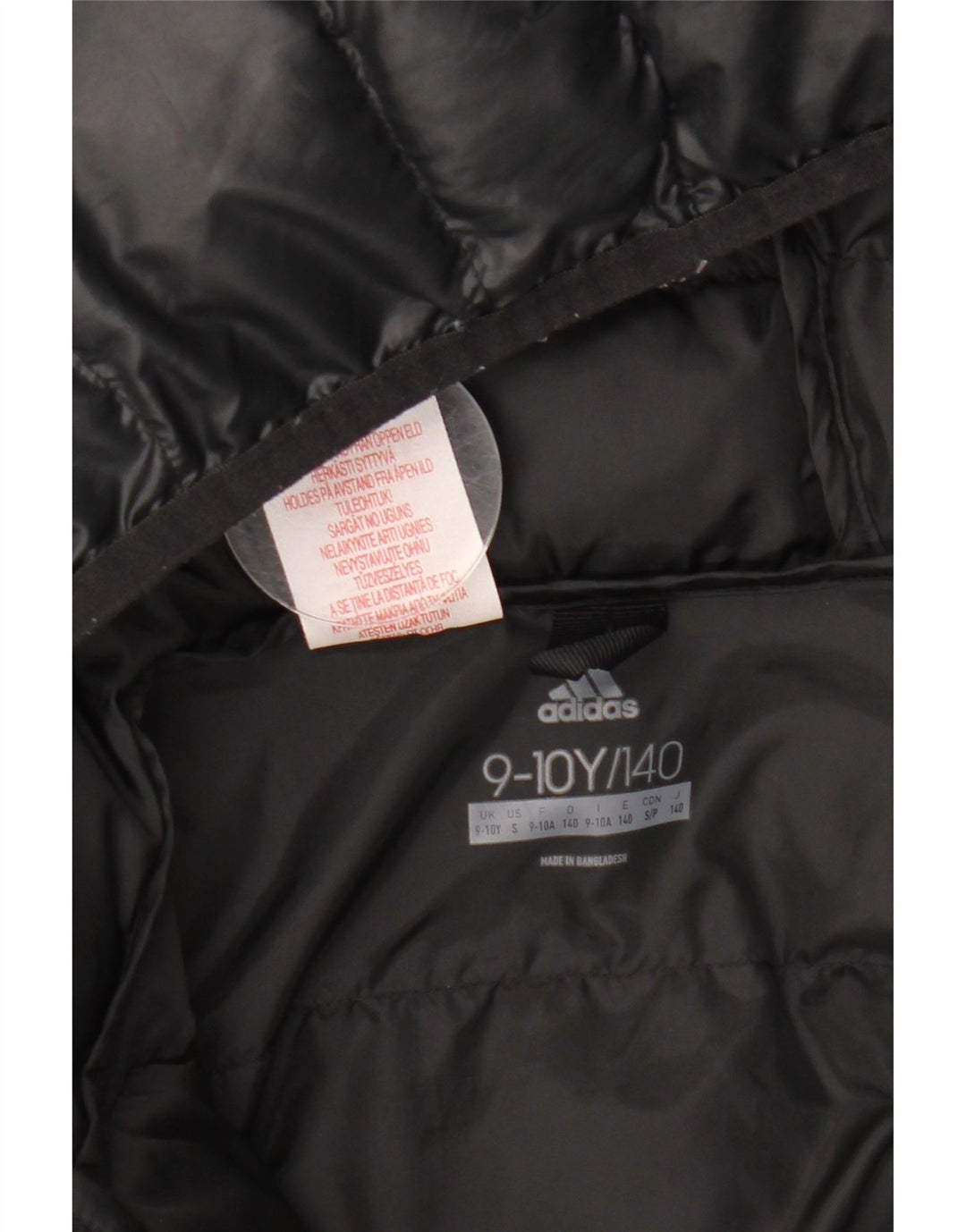 ADIDAS Veste matelassée à capuche garçon 9-10 ans Noir Polyester