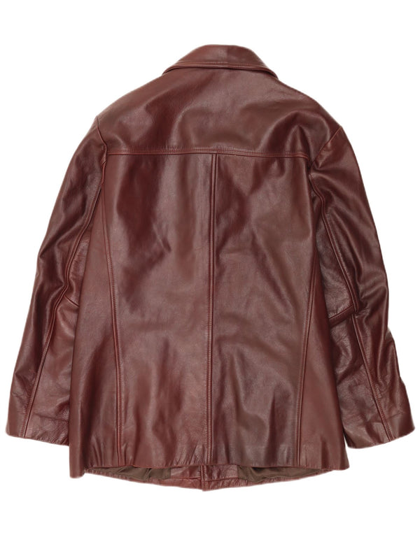 MONTANA Veste blazer en cuir à 4 boutons pour homme UK 42 Grand cuir bordeaux