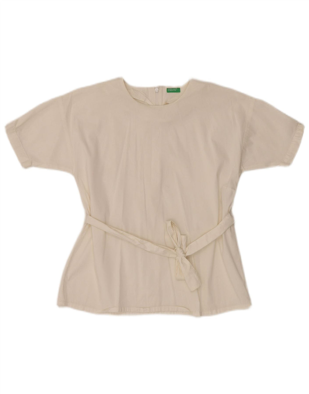 BENETTON Haut Chemisier Fille 8-9 Ans Grand Blanc Coton