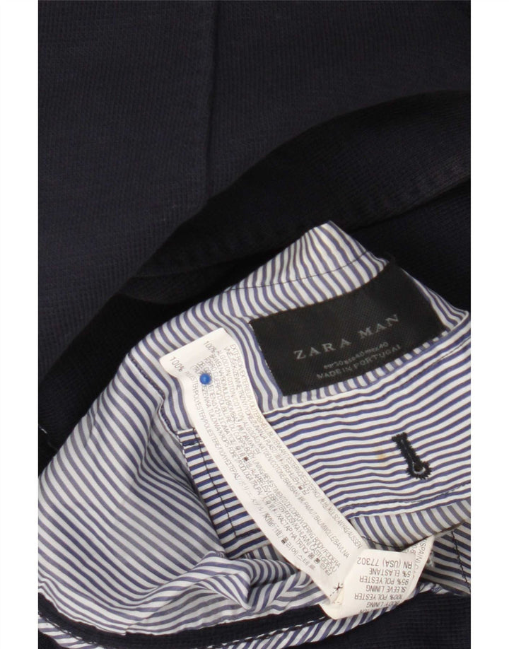 Zara Veste Blazer 2 Boutons Homme EU 50 Coton Bleu Marine Moyen