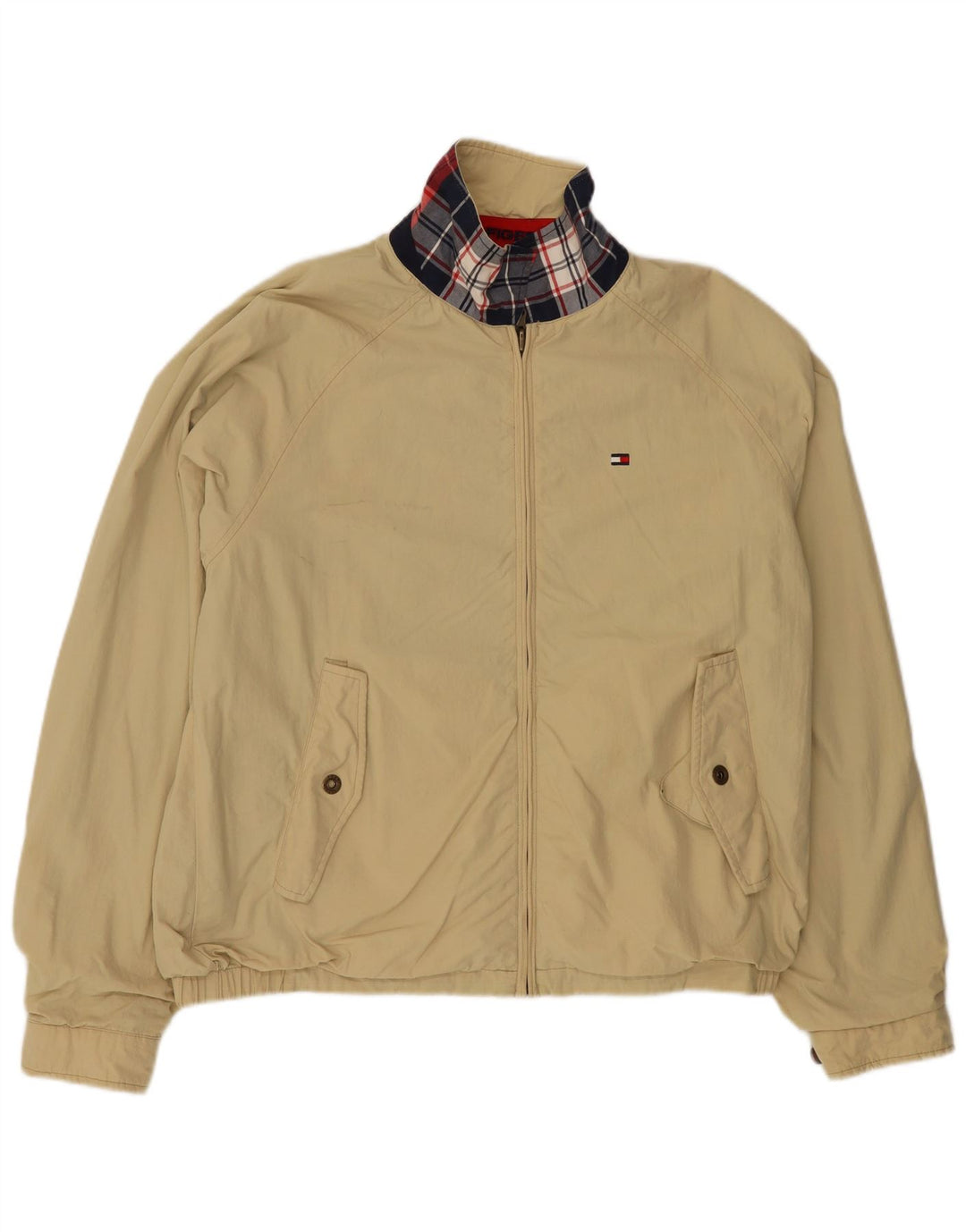 TOMMY HILFIGER Veste réversible pour hommes UK 38 Medium Navy Blue Check Nylon