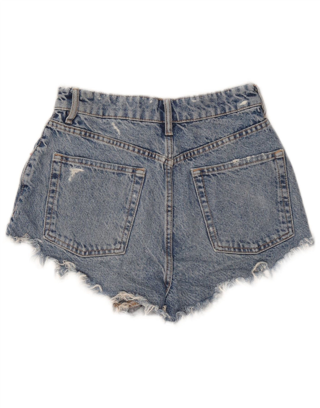 Zara Short en jean vieilli pour femme EU 36 XS W26 Bleu