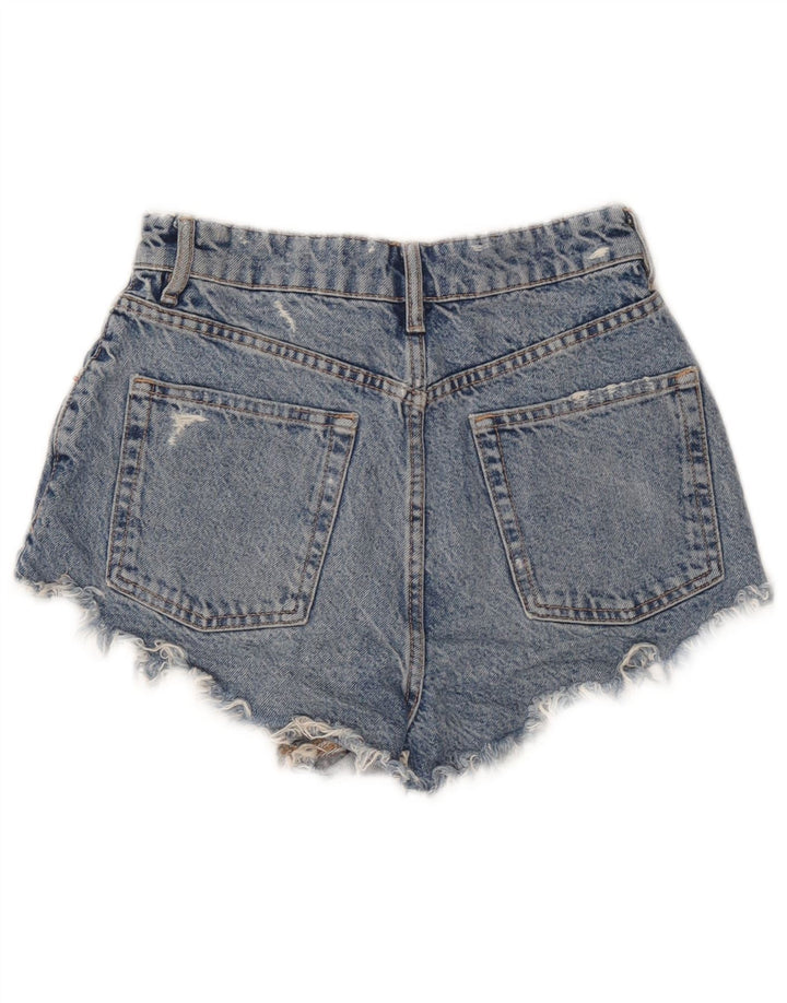 Zara Short en jean vieilli pour femme EU 36 XS W26 Bleu