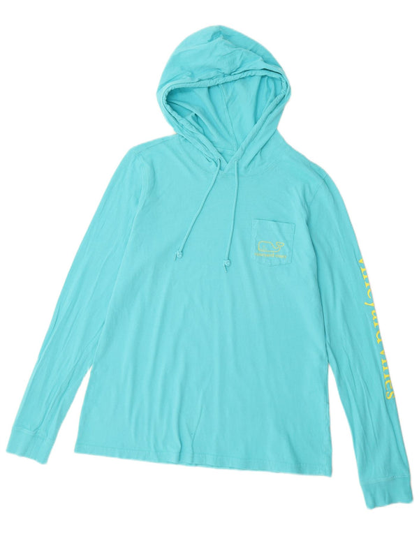 VINEYARD VINES Haut graphique à capuche à manches longues pour femme UK 10 Petit Bleu