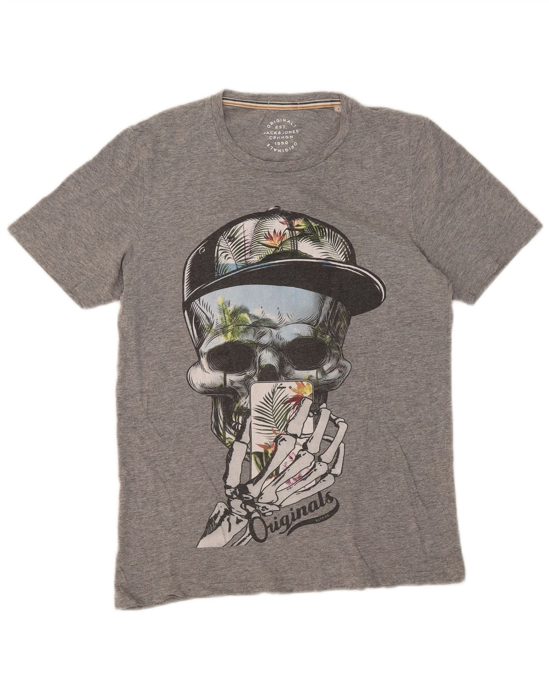 JACK & JONES T-Shirt Graphique Homme Petit Gris Moucheté