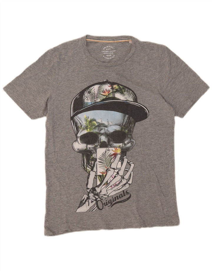 JACK & JONES T-Shirt Graphique Homme Petit Gris Moucheté