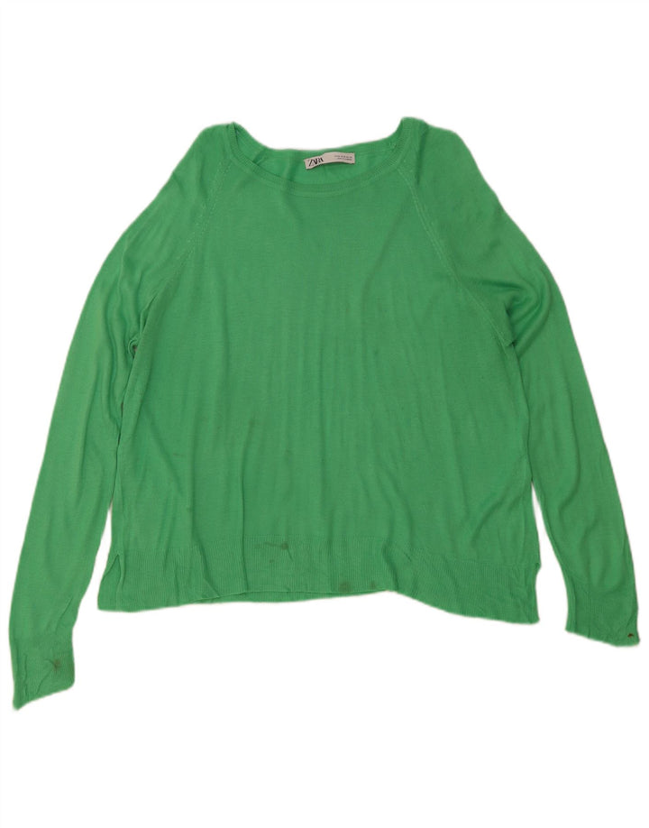 Zara Pull col bateau pour femme UK 14 Bleu moyen Viscose