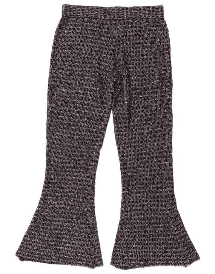 Zara Pantalon évasé en tricot pour femme Medium W30 L30 Polyester rayé bleu marine