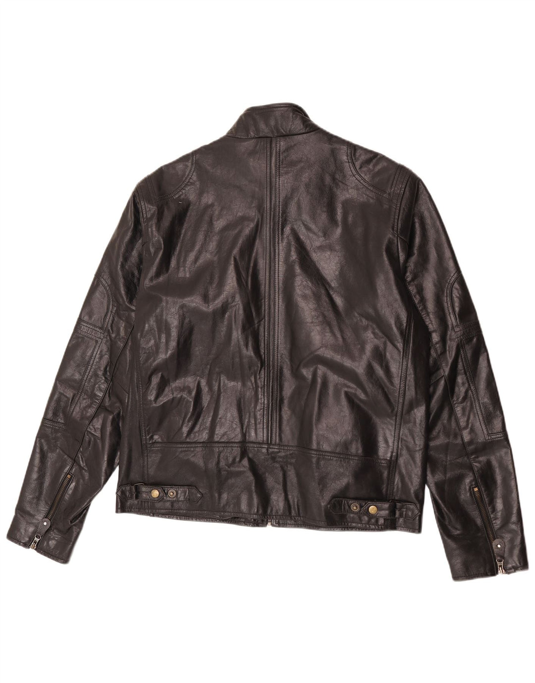 veste en cuir femme vintage UK 22 3XL Noir
