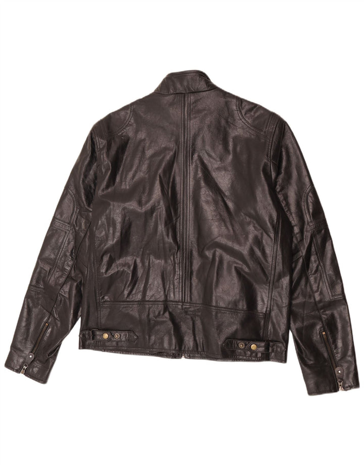 veste en cuir femme vintage UK 22 3XL Noir