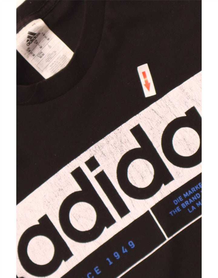 Adidas T-shirt graphique à trois rayures pour homme en coton noir moyen