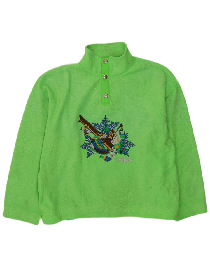 FILA Pull en polaire pour homme, coupe ample, col boutonné, IT 46, petit vert