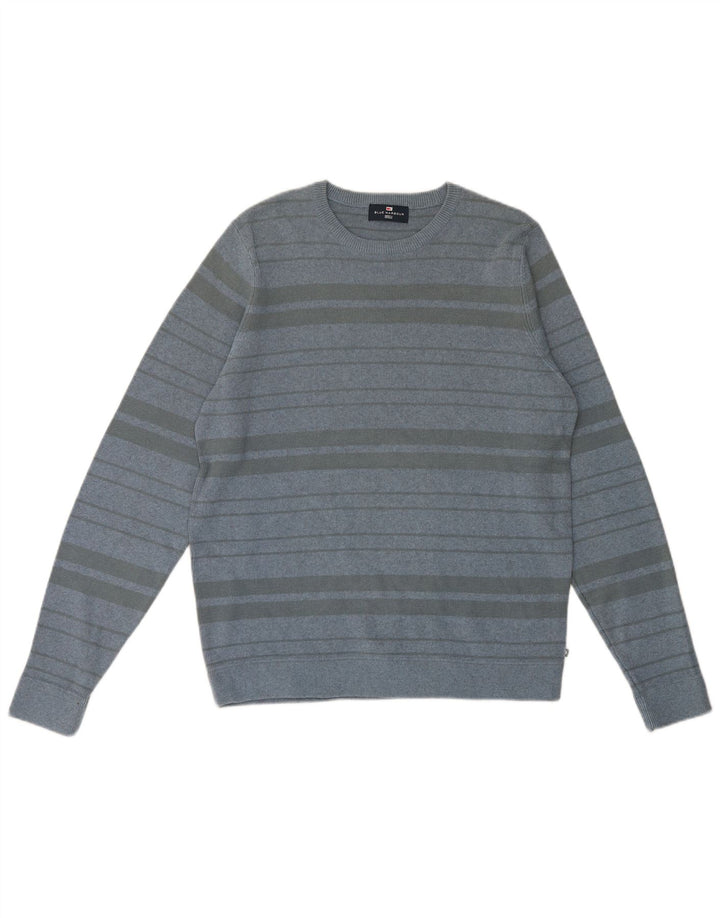 Marks & Spencer Pull à col rond Harbour bleu pour homme à rayures moyennes