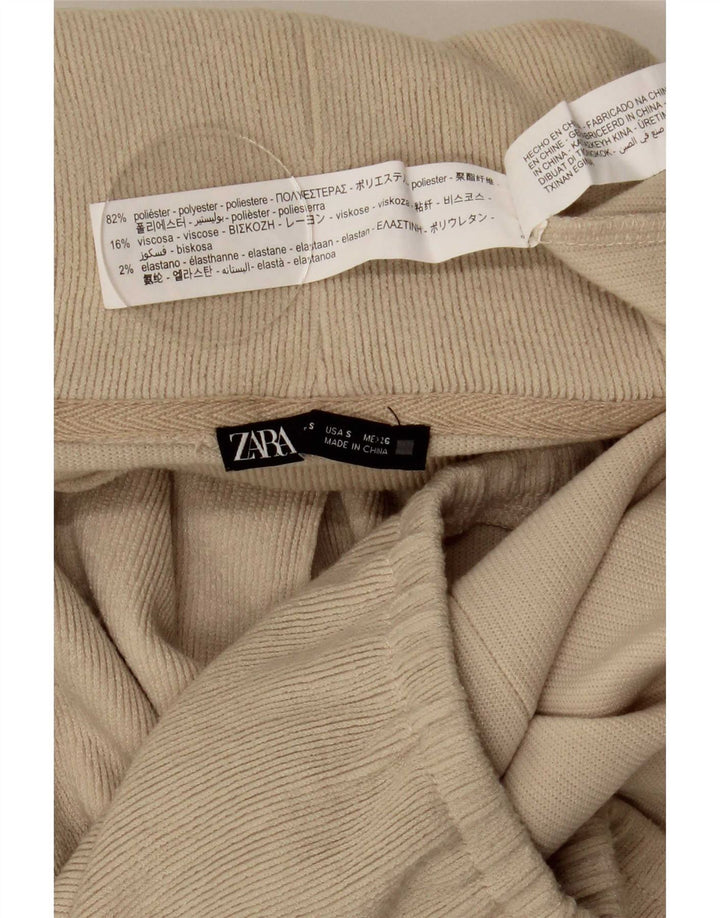Zara Pull surdimensionné à col roulé pour femme UK 10 Petit polyester beige