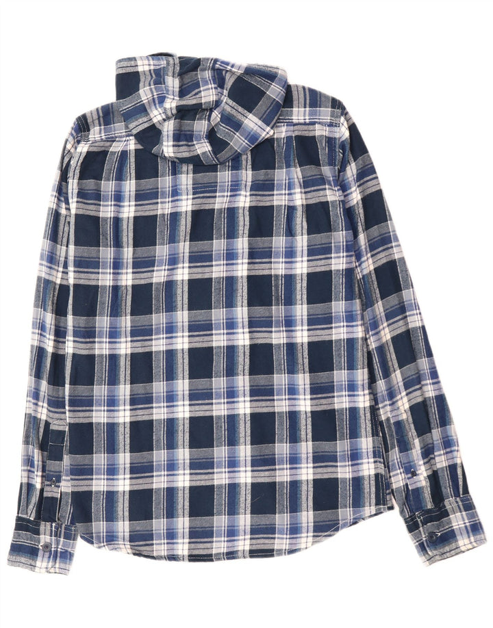 SUPERDRY Chemise à capuche en flanelle pour homme en coton à carreaux bleu moyen