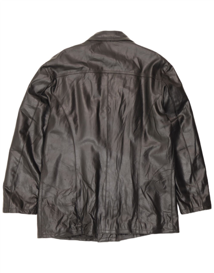 veste en cuir double boutonnage vintage pour hommes IT 54 2XL Cuir noir