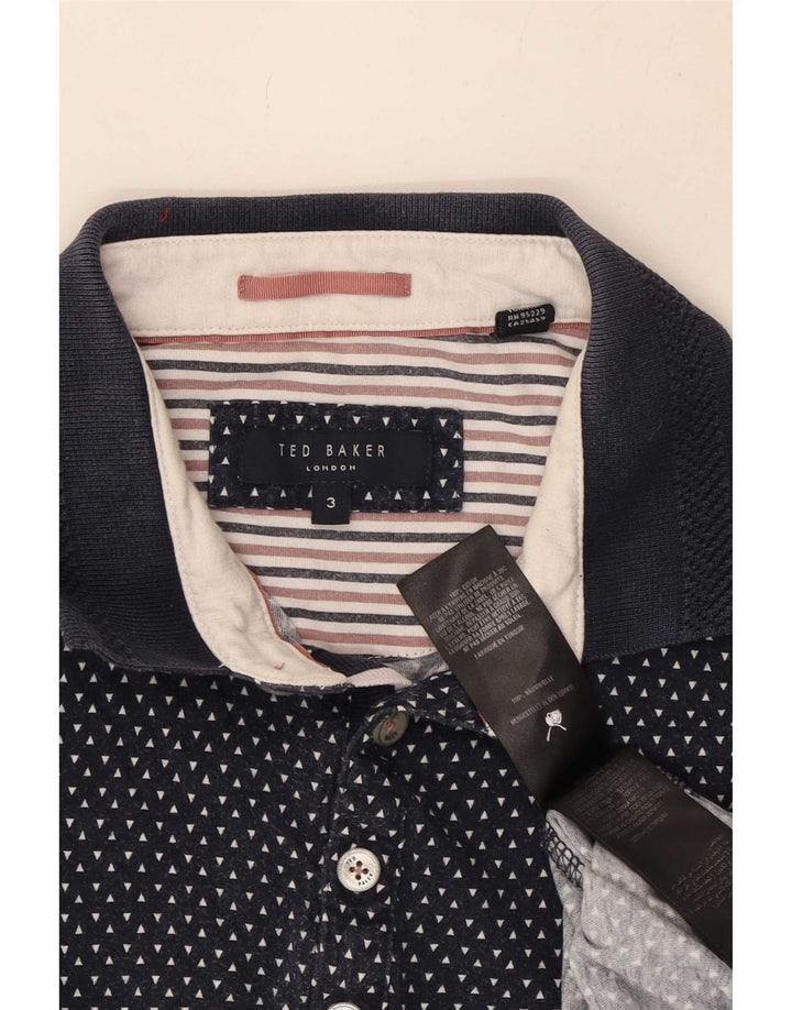 Ted Baker Polo Homme Taille 3 Bleu Marine Moyen Coton Tacheté