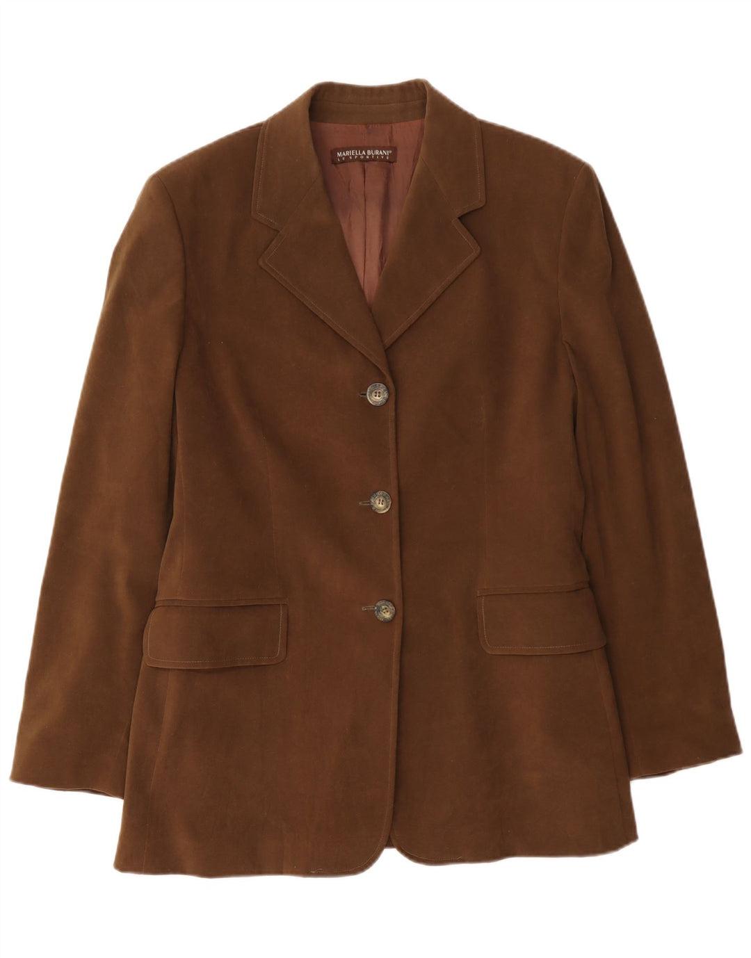 Mariella Burani Veste blazer 3 boutons pour femme EU 40 Marron moyen