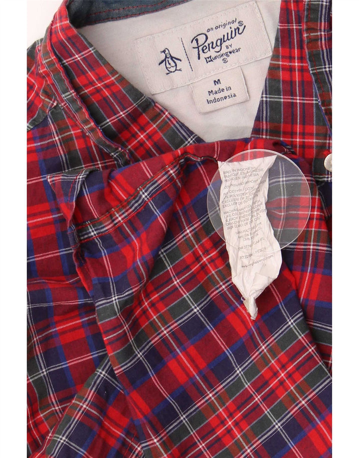 Penguin Chemise à Manches Courtes Homme Rouge Moyen Carreaux Coton