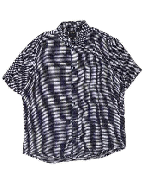 James Pringle Chemise à manches courtes pour homme en coton géométrique bleu marine