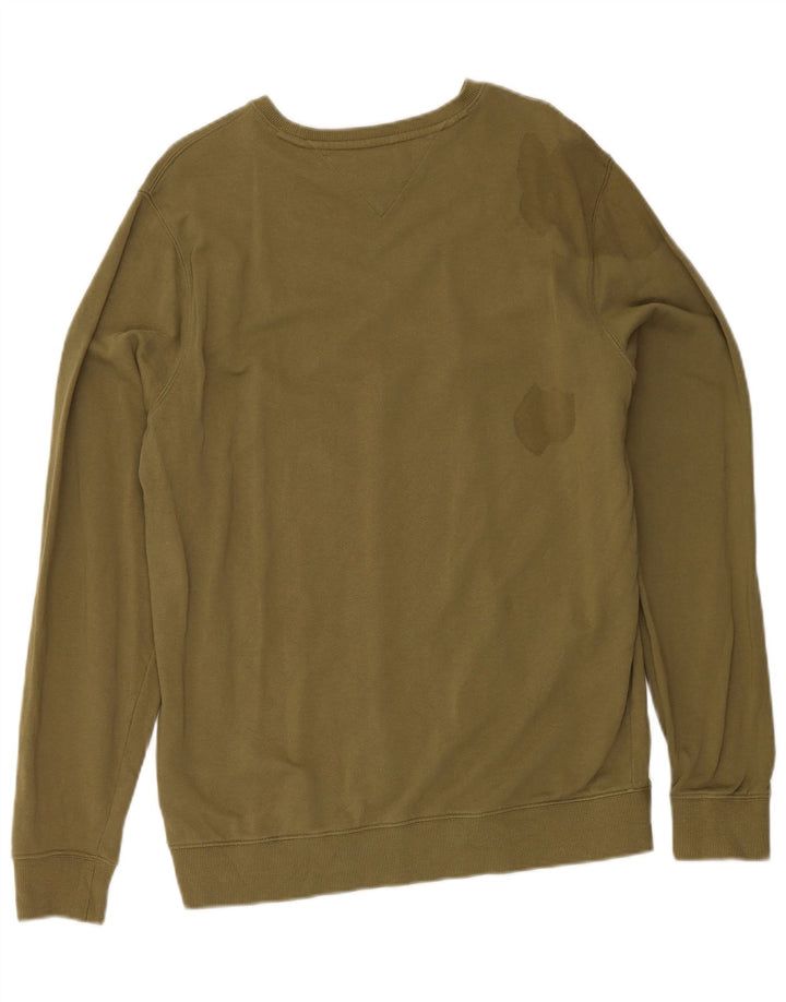 Tommy Hilfiger Sweat-shirt pour homme en coton kaki Large