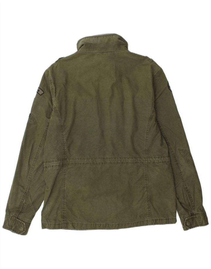 SUPERDRY Veste militaire graphique en détresse pour hommes UK 44 2XL Coton kaki