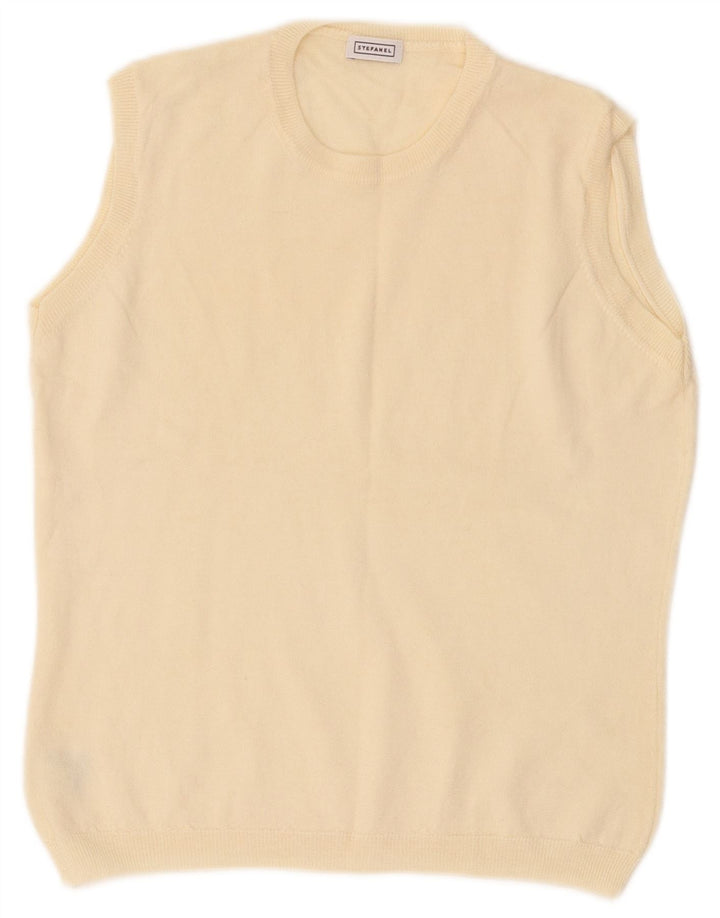 Stefanel Débardeur Femme IT 46 Large Laine Blanc Cassé