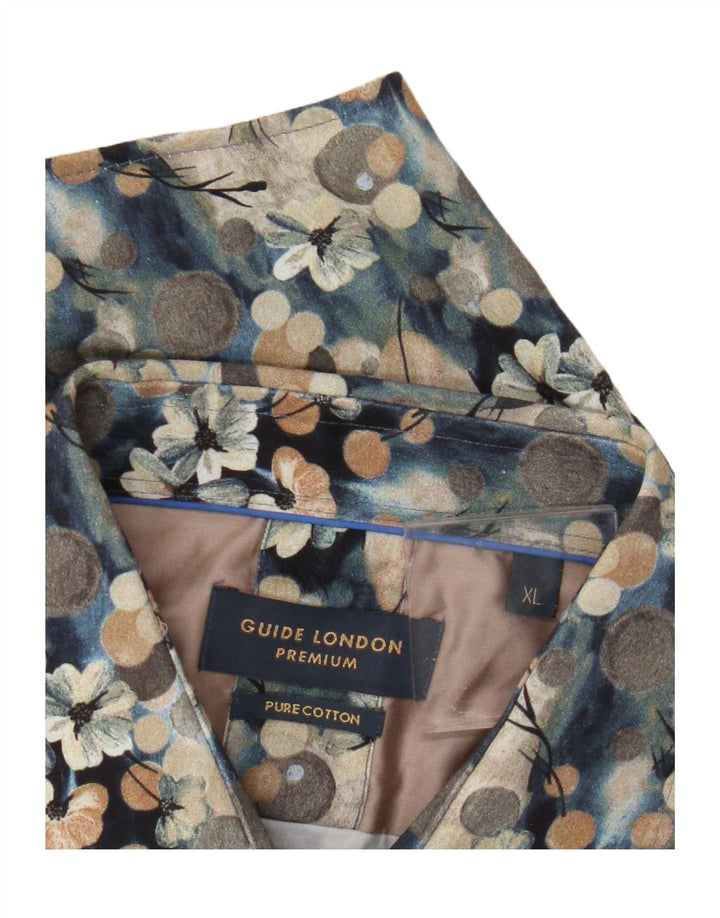 Guide London Chemise Homme XL Bleu Floral Coton