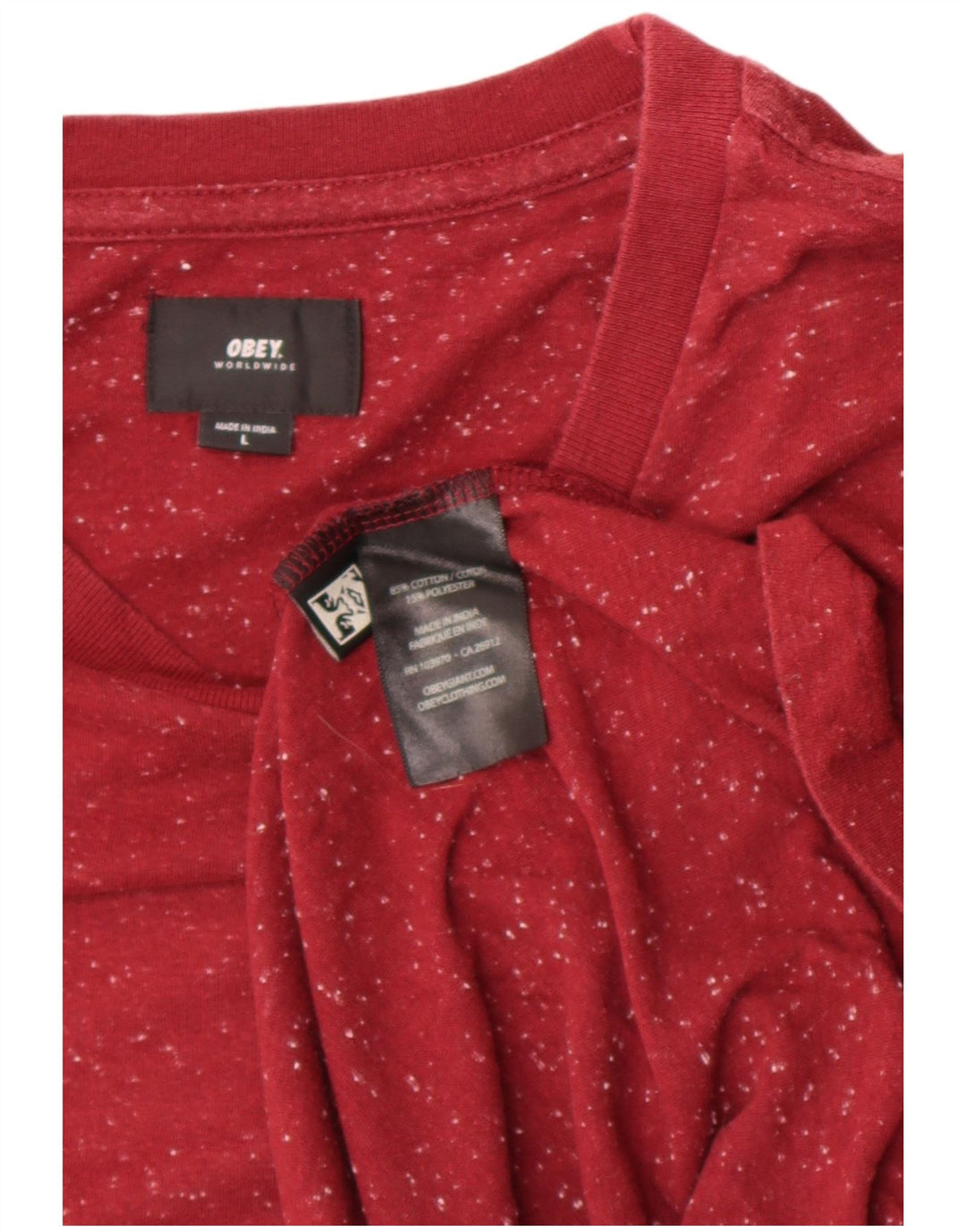 Obey T-Shirt Homme Haut Large Rouge Moucheté Coton