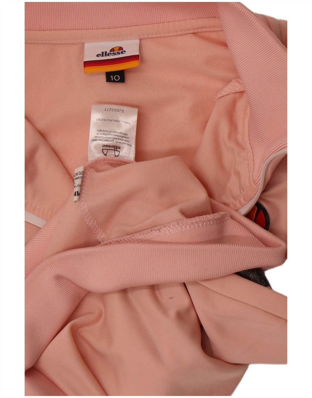 Ellesse Femmes Crop Survêtement Top Veste UK 10 Petit Rose Rayé Polyester
