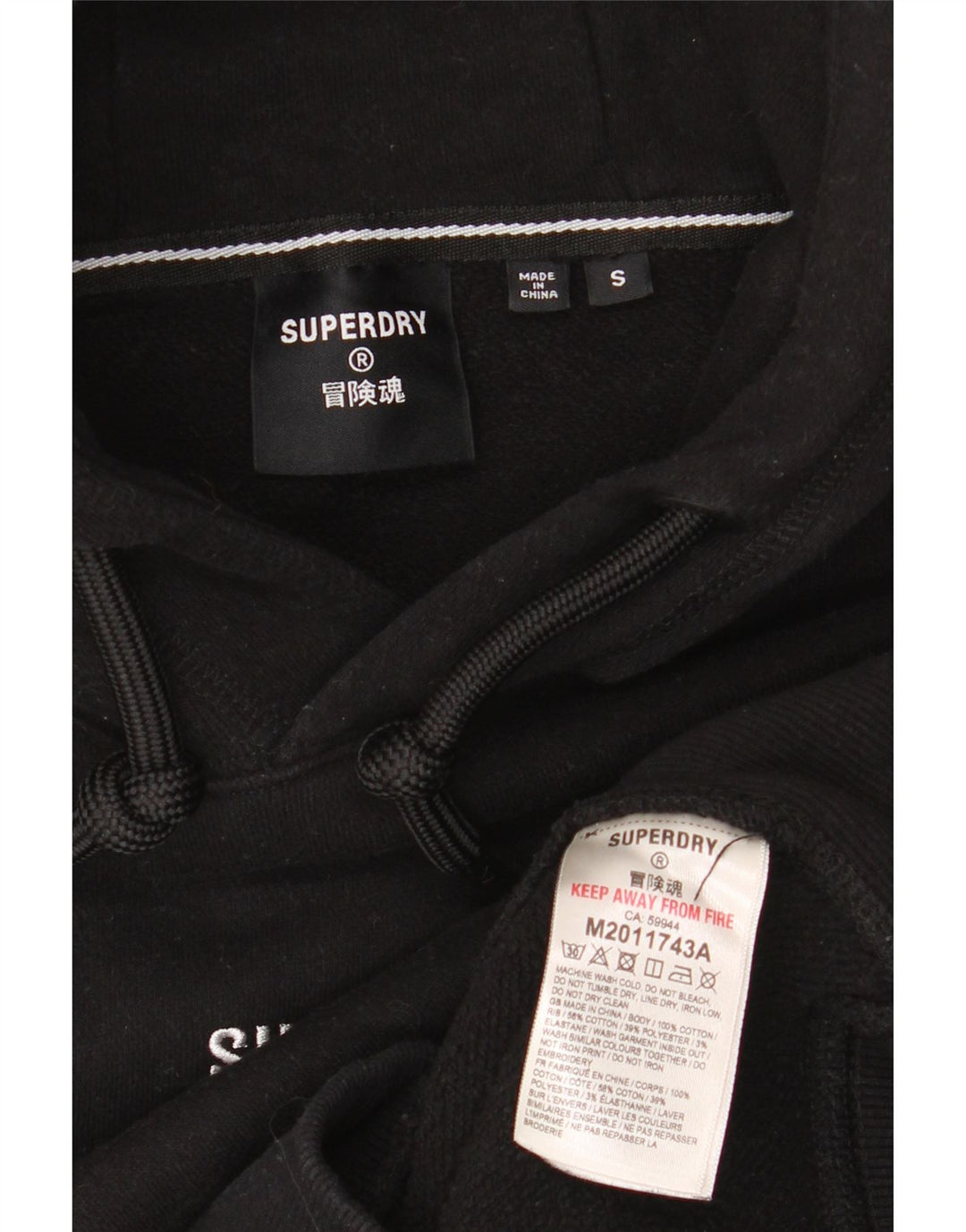 SUPERDRY Pull à capuche coupe ample pour hommes, petit coton noir